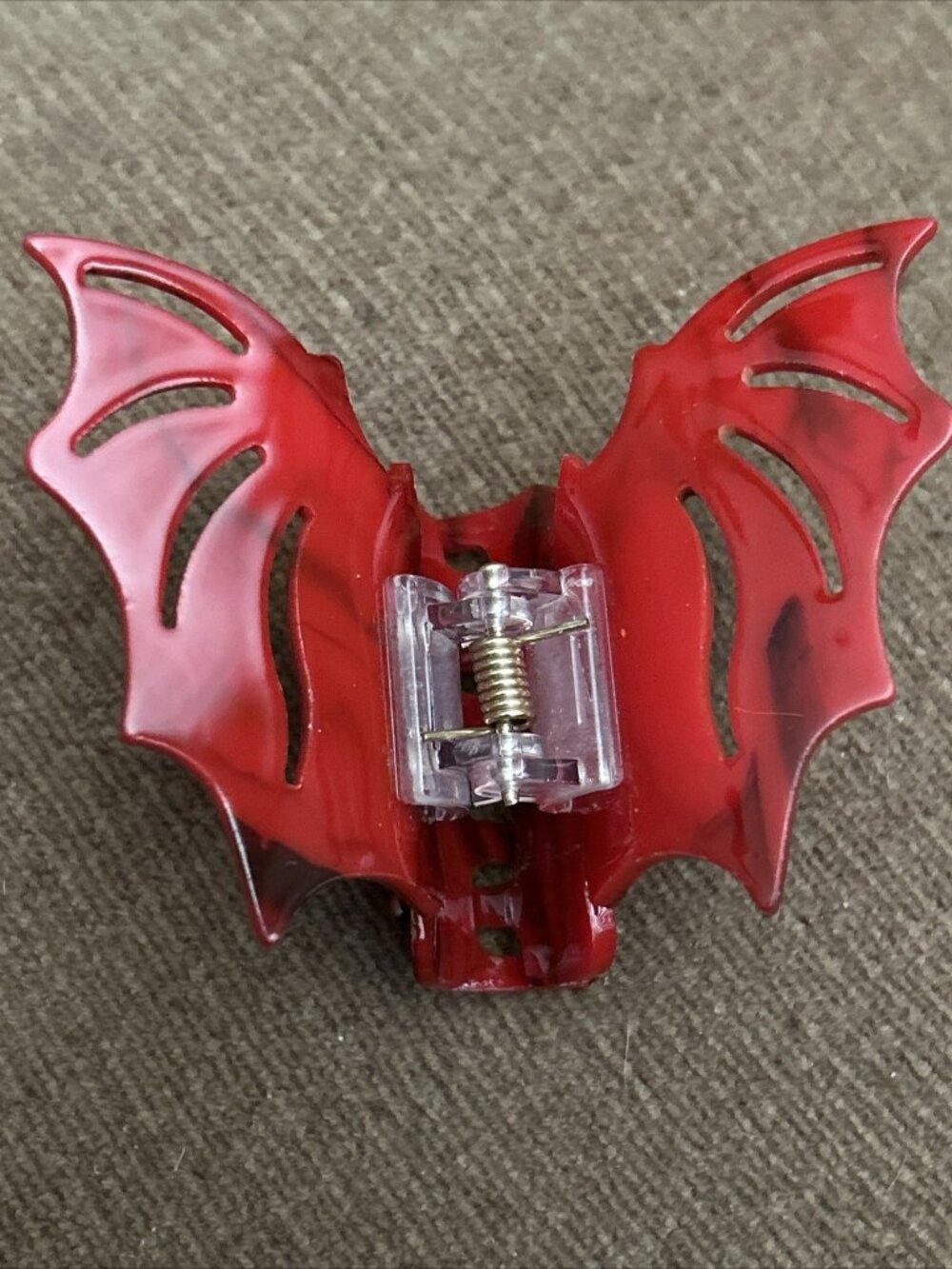 Bat (Red) Claw Clip Gothic Horror Hair Accessory  Red Bat Emo Punk Hair Clip